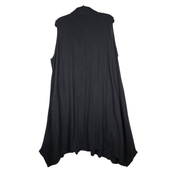 Jones New York Vest Womens 2X Linen Blend Black Lagenlook Tunic Button Front - Picture 7 of 9